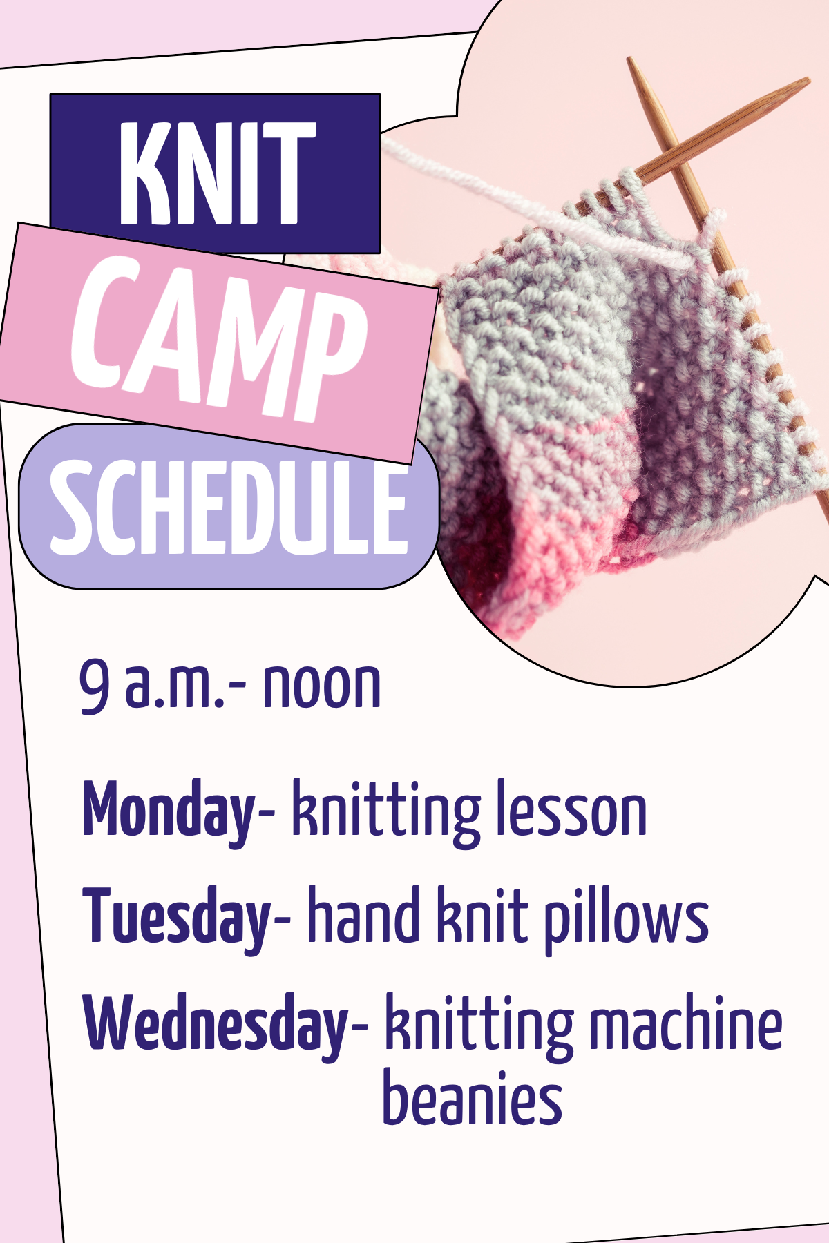 Knit Camp (Ages 9-12) - August 10-12