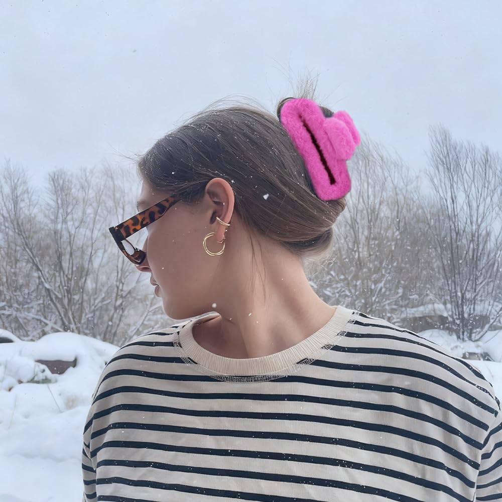 Fuzzy Hair Claw Clips