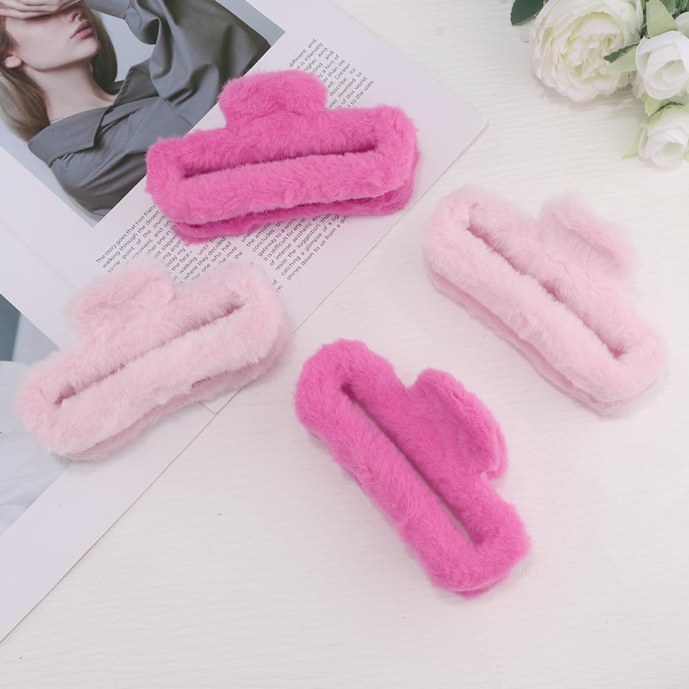 Fuzzy Hair Claw Clips