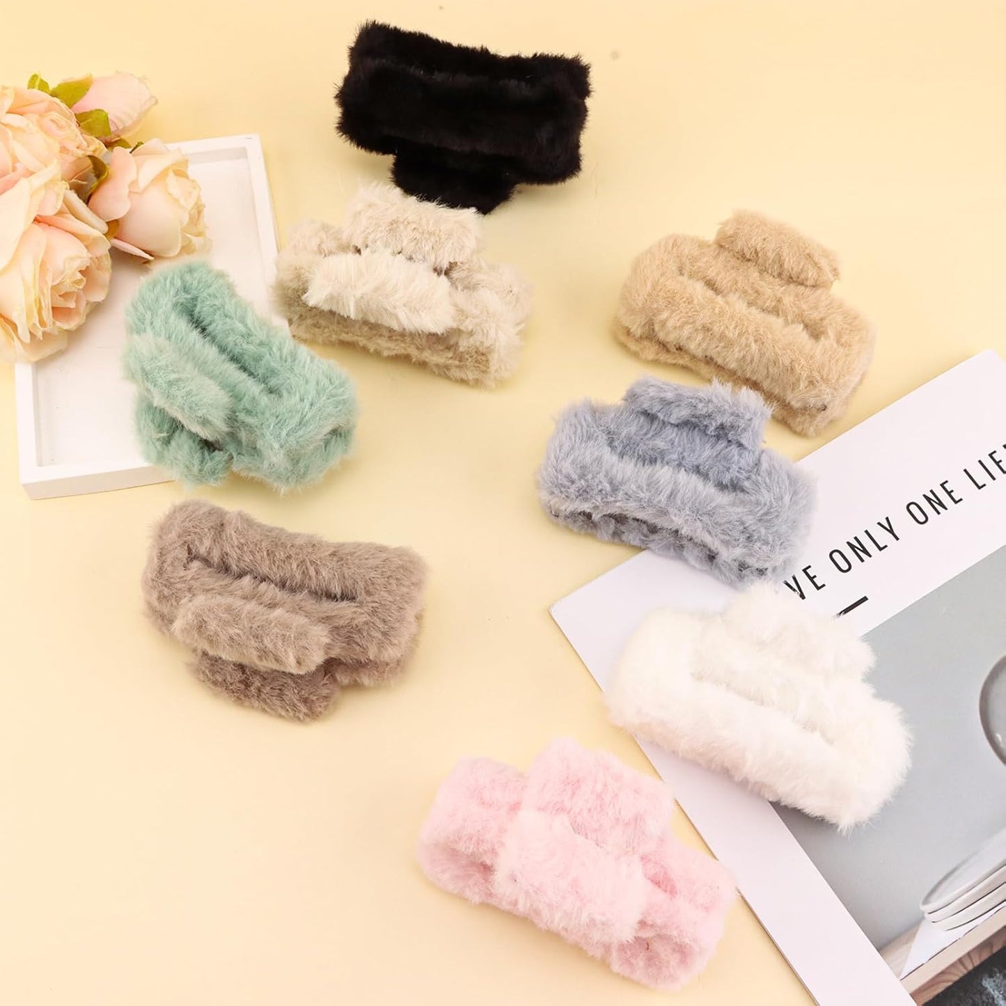 Fuzzy Hair Claw Clips