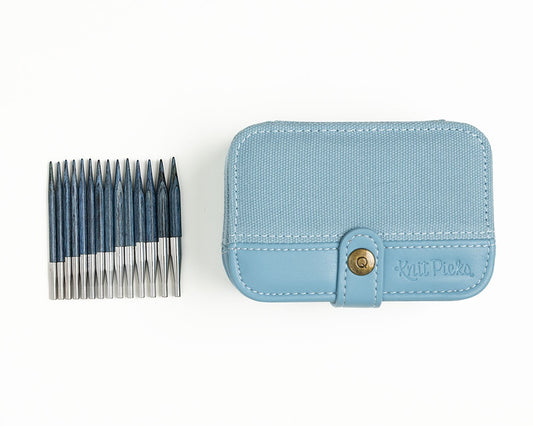 Buddy Short Needle Case Set - Dusty Blue & Blue Needles