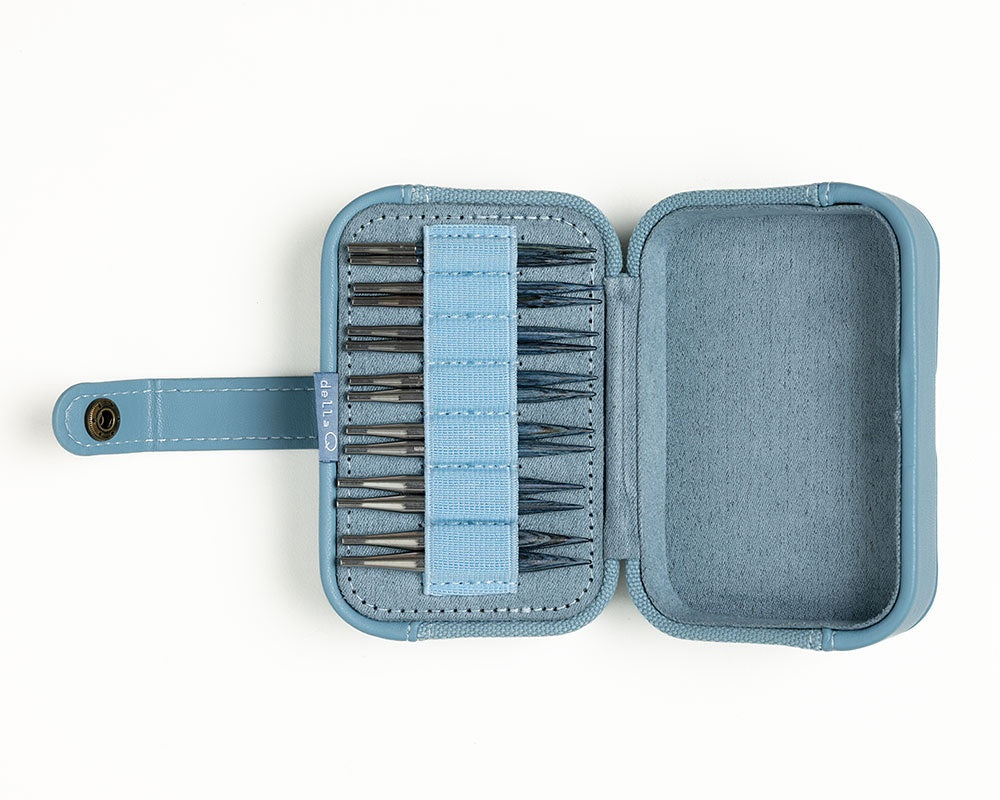 Buddy Short Needle Case Set - Dusty Blue & Blue Needles
